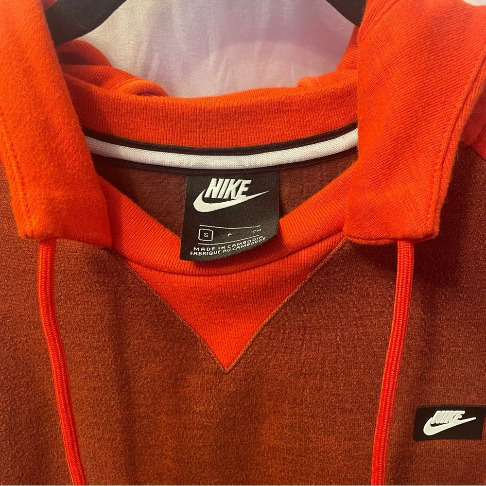 Nike Draw String Long Sleeve Hoodie Two‎ Tone Color Block Red Size Small Unisex